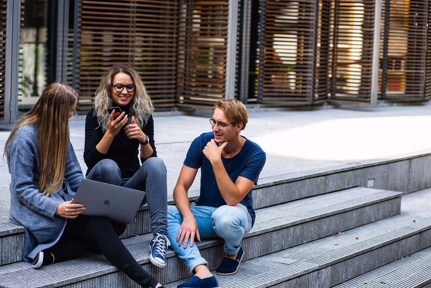Students sitting on the steps