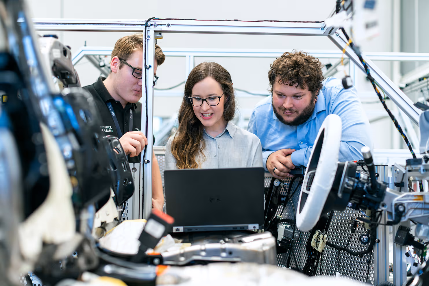 Students at university working on a project